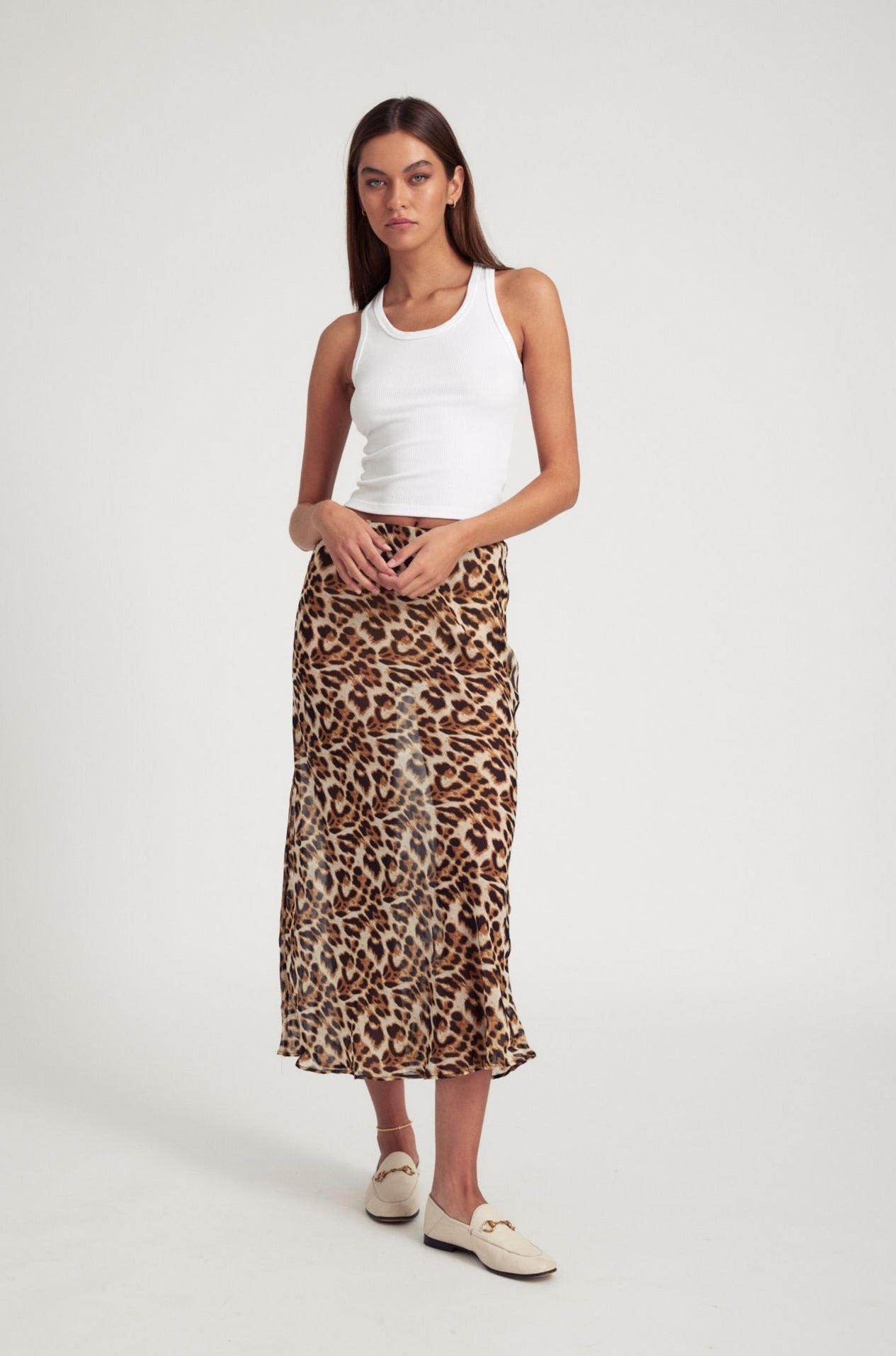 Leopard Silk Bias Maxi Skirt