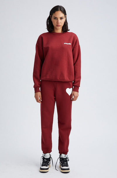 Crimson Cotton Heart Sweatpants