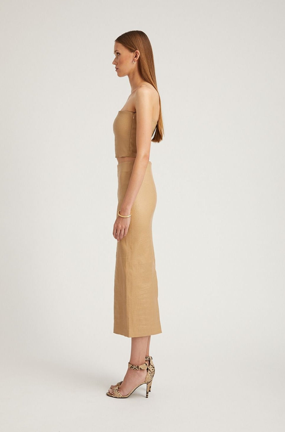 Sahara Embossed Leather Micro Tube Top