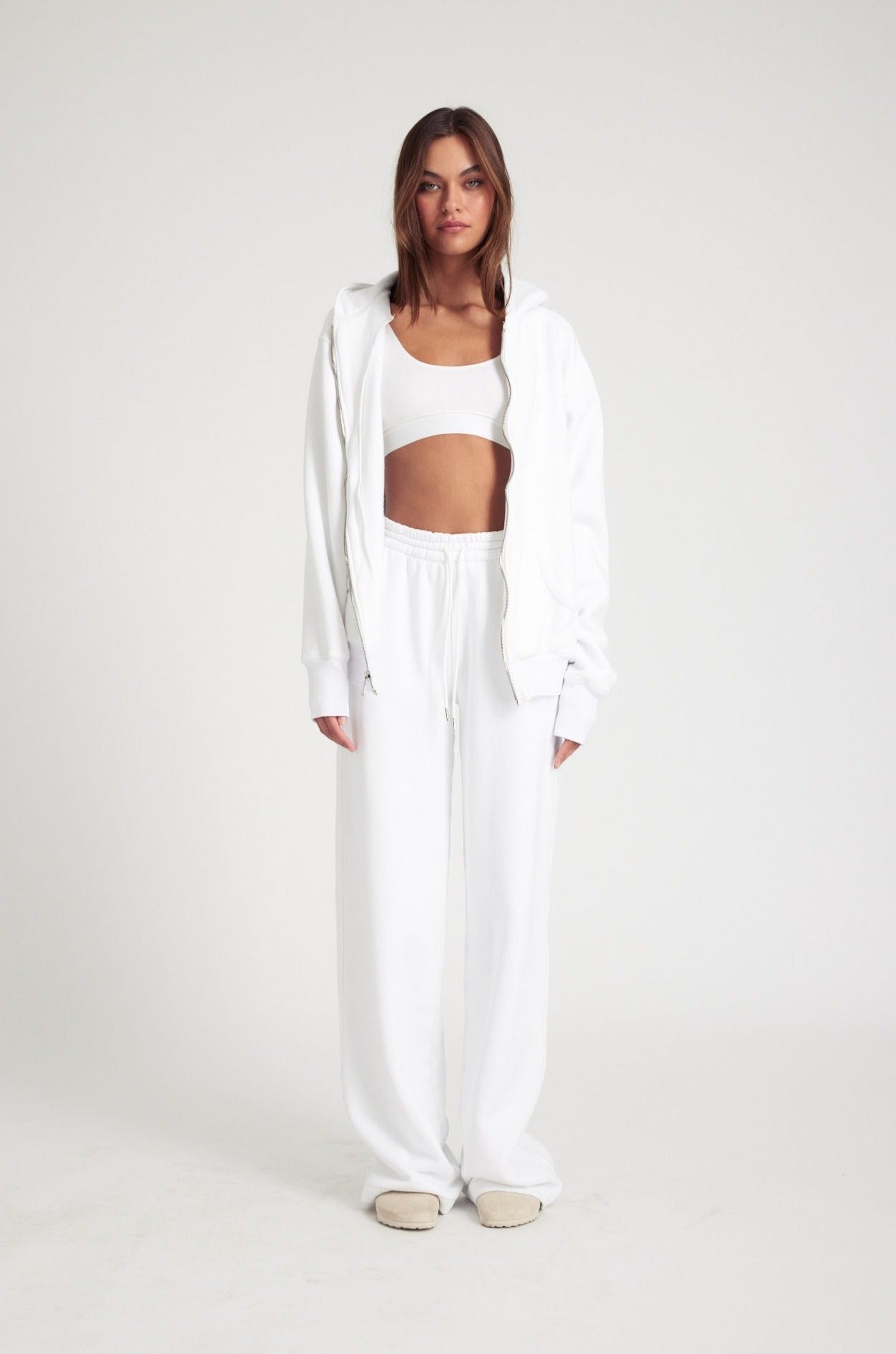 White Zip Up Hoodie