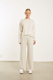Off White Rib Wide Leg Pants