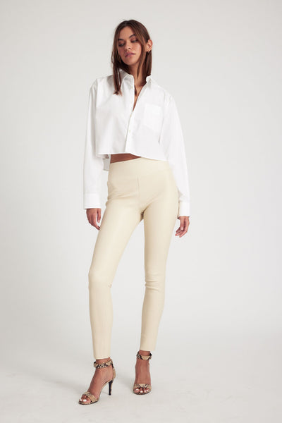 Alabaster Leather Ankle Leggings