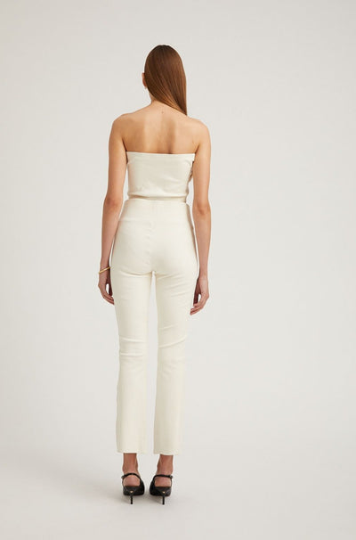 Off White Suede Ankle Flare Leggings