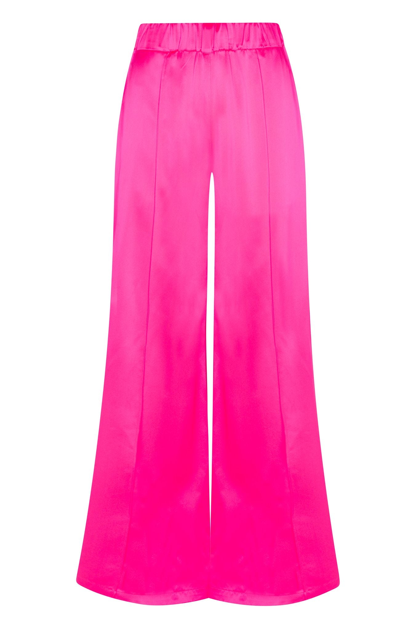 Fuchsia Silk Wide Leg Pintuck Pants