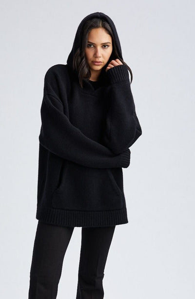 Black Heavy Cashmere Oversized Hoodie