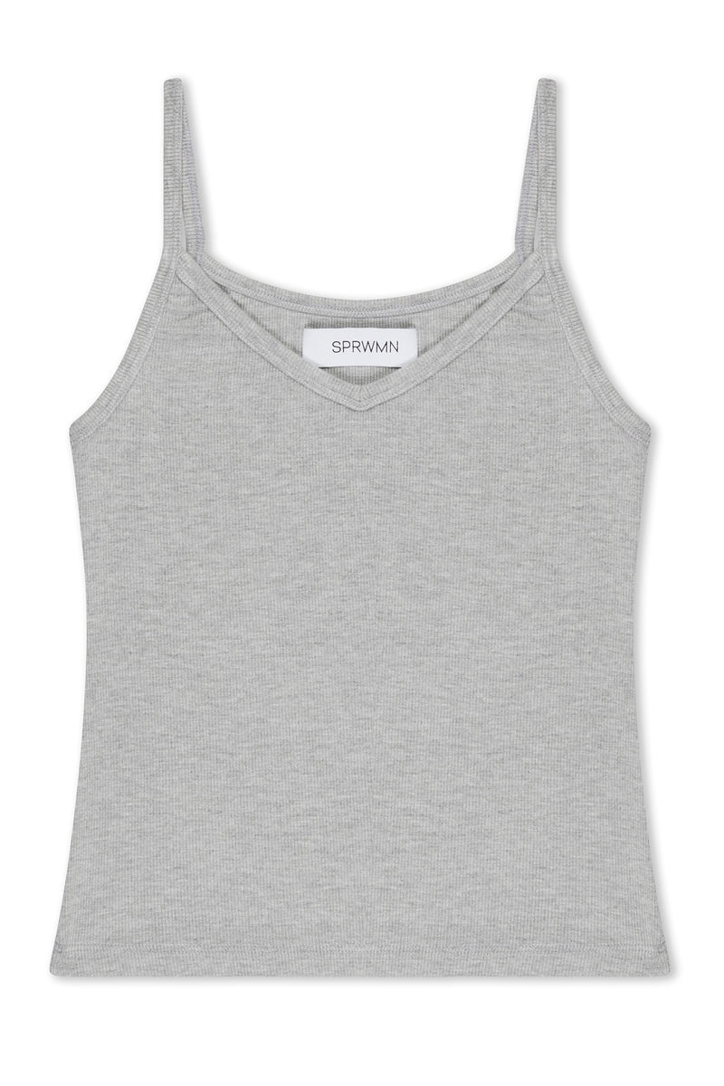 Heather Grey Rib V Neck Tank