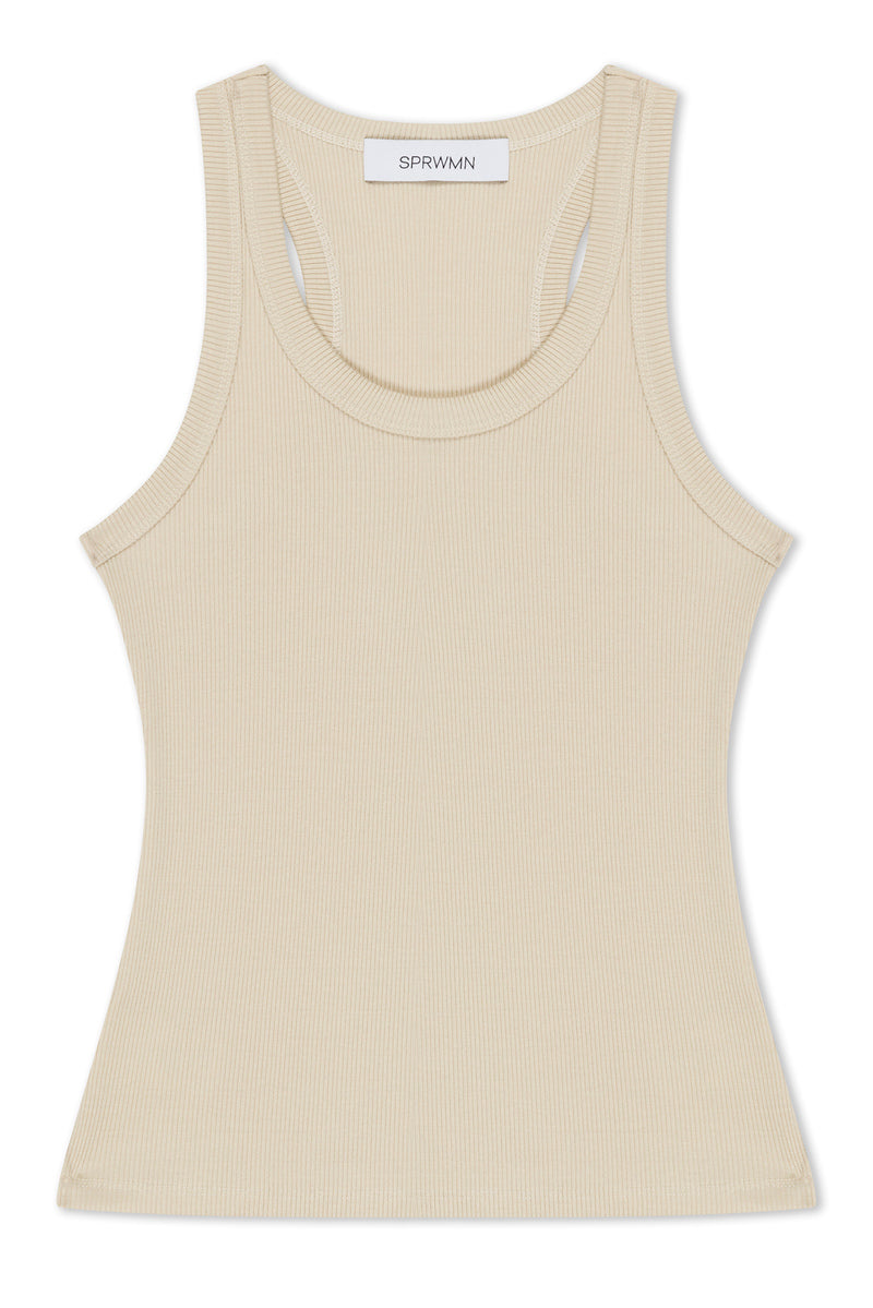 Pistachio Rib Fitted Scooped Tank