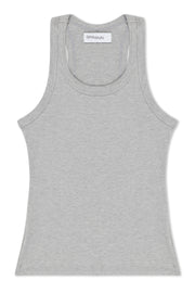 Heather Grey Rib Fitted Scooped Tank