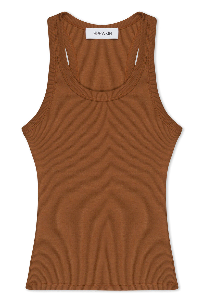 Chestnut Rib Fitted Scooped Tank