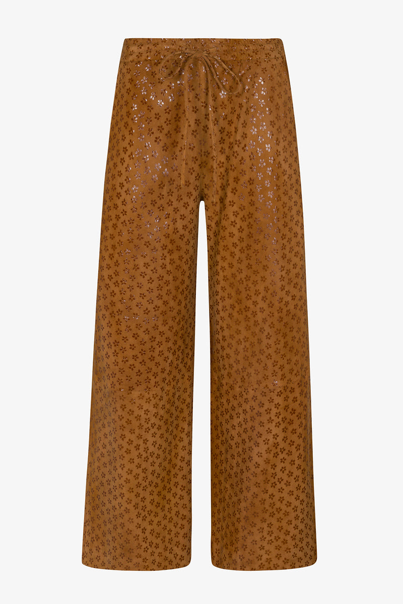 Suede Cropped Baggy Pants
