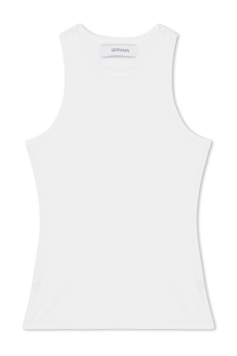 White Cotton Racer Tank