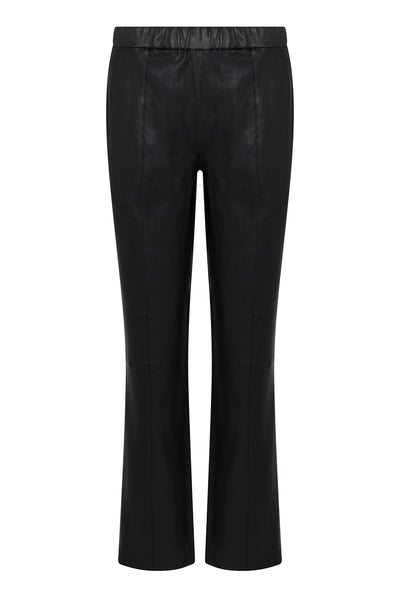 Black Leather Sophia Pintuck Joggers