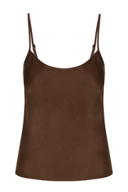 Brown Silk Spaghetti Strap Cami