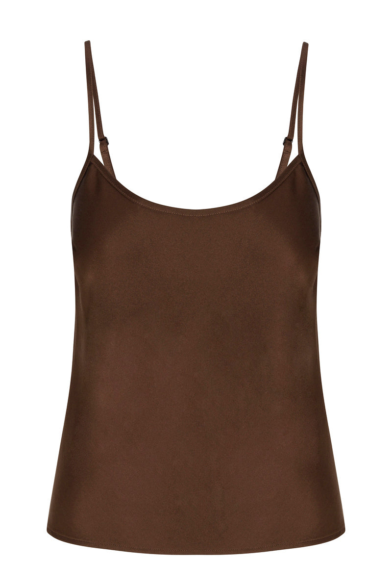 Brown Silk Spaghetti Strap Cami