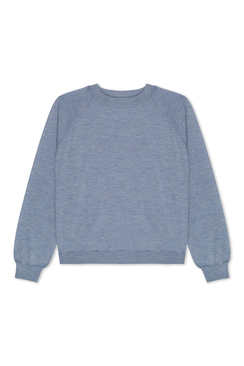 Steel Blue Cashmere Raglan Sweater