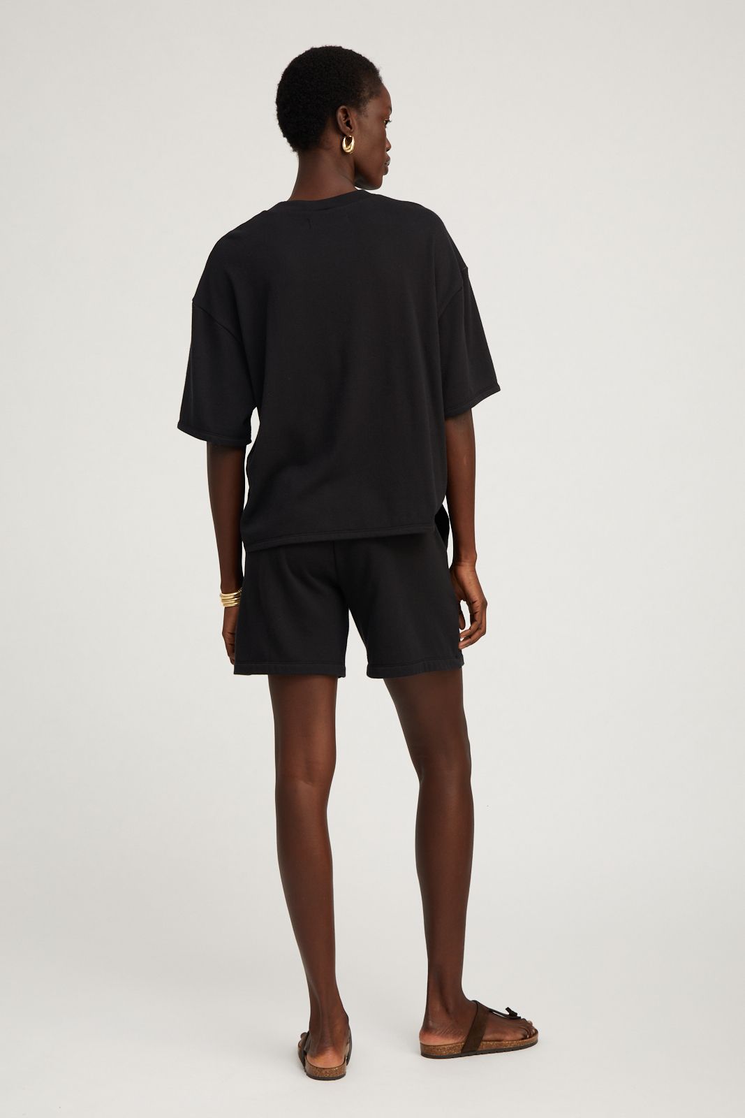 Black Cotton Terry Baggy Sweatshorts