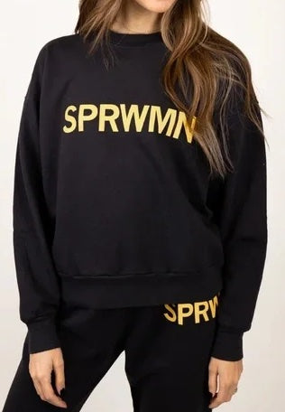 Faded Black Cotton Logo Sweatshirt