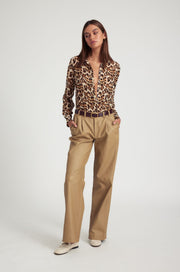 Leopard Silk Fitted Button Down