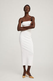 White Stretch Jacquard Tube Dress