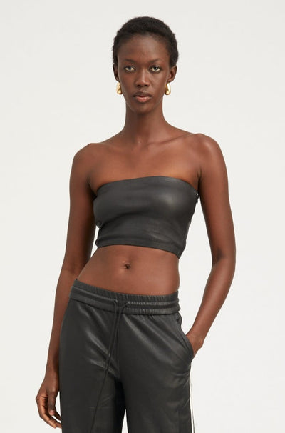 Black Leather Micro Tube Top