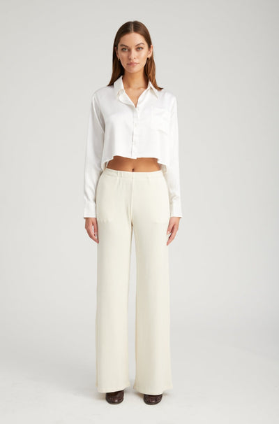 Off White Rib Wide Leg Pants