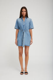 Paradis Denim Mini Henley Dress
