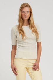 Ivory Cashmere Mid Sleeve Crewneck