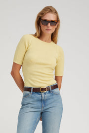 Lemon Tart Cashmere Mid Sleeve Crewneck