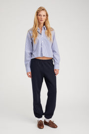 Navy Cotton Mini Logo Sweatpants