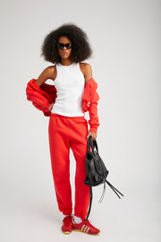 Red Cotton Mini Logo Sweatpants
