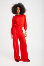 Red Cashmere Wide Leg Pants