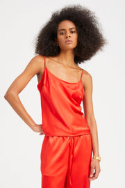 Red Silk Spaghetti Strap Cami