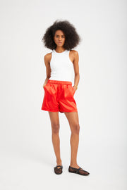 Red Silk Culotte Shorts