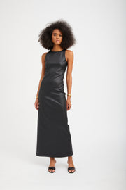 Black Leather Audrey Maxi Dress