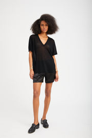 Black Tissue Cashmere Tee