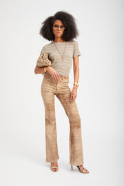 Sepia Suede 5 Pocket Micro Flare Pants