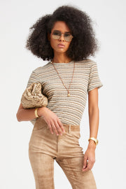 Truffle Striped Pointelle Baby Tee
