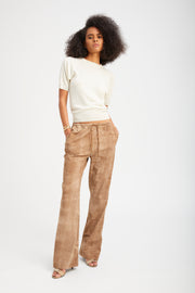 Sepia Suede Straight Leg Pants