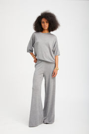 Grey Cashmere Wide Leg Pants