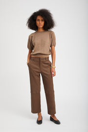 Truffle Leather Cropped Trousers