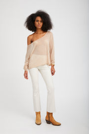 Wheat Tissue Cashmere Off-Shoulder Top