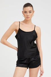 Black Silk Spaghetti Strap Cami