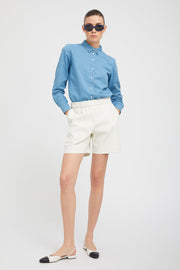 White Leather Culotte Shorts