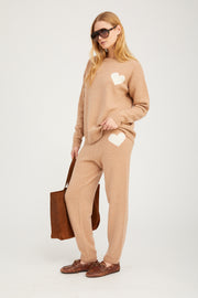 Almondine Cashmere Heart Logo Sweatpants