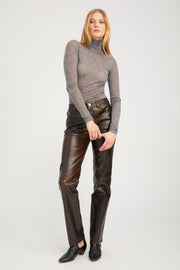 Burnt Umber Leather 5 Pocket Slim Straight