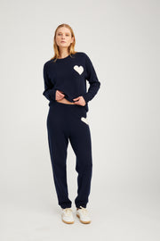 Navy Cashmere Heart Logo Sweatpants