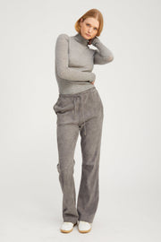 Suede Straight Leg Pants