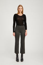 Pinstripe Ankle Flare with Pintucks