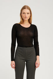 Black Tissue Cashmere Long Sleeve Baby Tee
