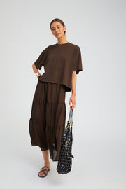 Silk Tiered Maxi Skirt